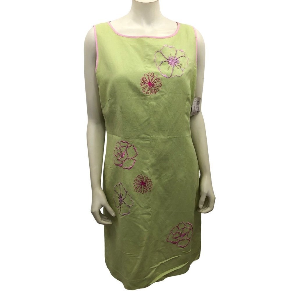 JESSICA HOWARD‎ EMBROIDERED LINEN BLEND  SHIFT DRESS 14